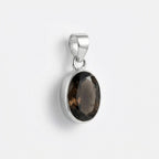 Natural Smoky Quartz Oval Sterling Silver Pendant - Grounding Gemstone Jewelry