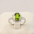 Natural Peridot & CZ Ring | 925 Sterling Silver | Gemstone Band | Handmade Ring Jaipur