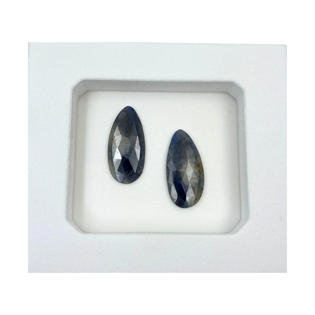 Rose Cut Sapphire Slices: Natural Untreated Gemstone Pair for Jewelry
