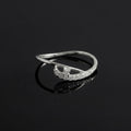 Sterling Silver CZ Cuff Ring, Pavé Crescent Open Band, Boho Stacking Jewelry