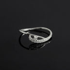 Sterling Silver CZ Cuff Ring, Pavé Crescent Open Band, Boho Stacking Jewelry