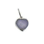 Faceted Lilac Chalcedony Heart Pendant - 925 Sterling Silver Charm