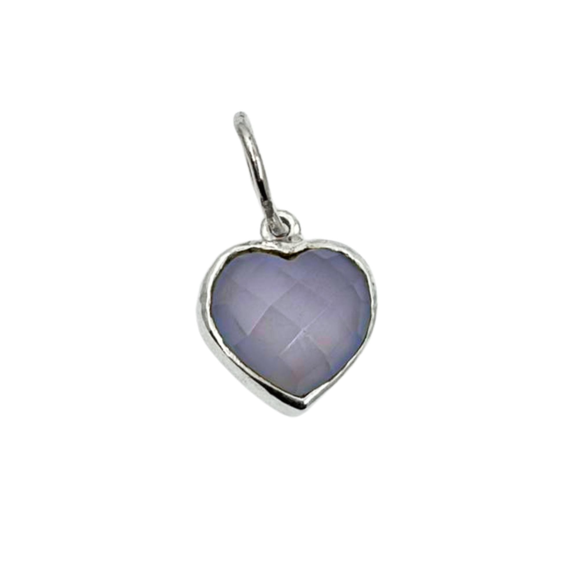 Faceted Lilac Chalcedony Heart Pendant - 925 Sterling Silver Charm