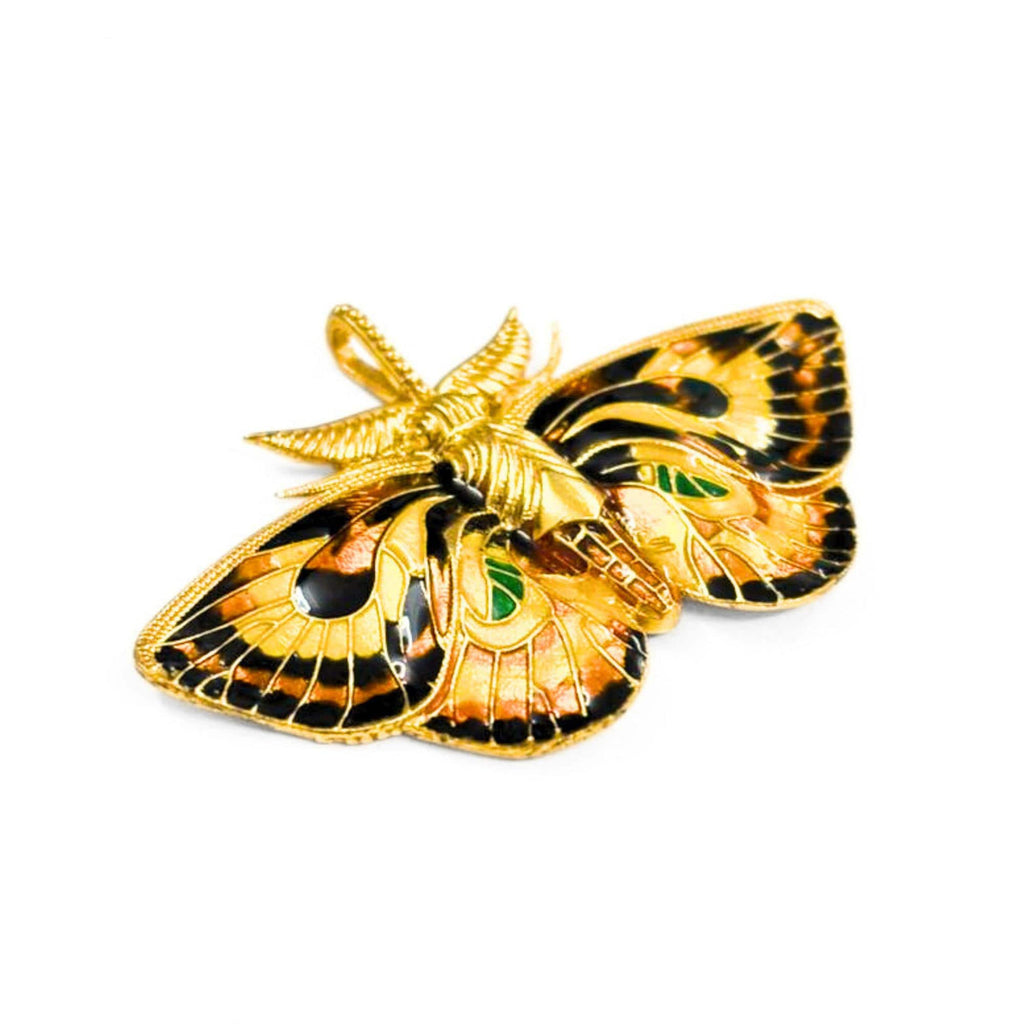 Gold Plated Butterfly Pendant – Sterling Silver Meenakari Enamel Necklace