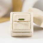 Raw Green Tourmaline Bar Ring: Handcrafted Sterling Silver Minimalist Ring