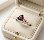 Garnet Trilion Ring: Sterling Silver, January Birthstone