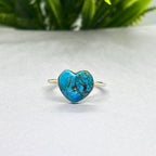 Natural Turquoise Heart Ring | 925 Sterling Silver | December Birthstone | Boho Gemstone Band | Handmade Jaipur