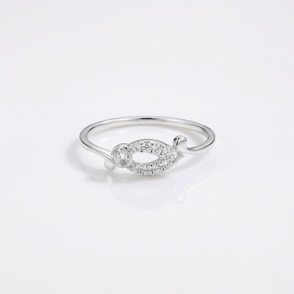 Vintage Inspired Marquise Halo Ring • Sterling Silver CZ Art Deco Swirl Filigree Band