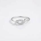 Vintage Inspired Marquise Halo Ring • Sterling Silver CZ Art Deco Swirl Filigree Band