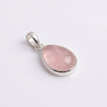 Natural Rose Quartz Pear Sterling Silver Pendant - Heart Healing Gemstone