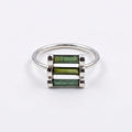 Raw Green Tourmaline Sterling Silver Ring: Handmade Open Band Jewelry