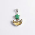Star & Lemon Topaz Moon Pendant: Sterling Silver Celestial Charm