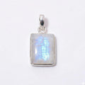 Rectangle Moonstone Pendant – Sterling Silver Boho Gemstone Jewelry