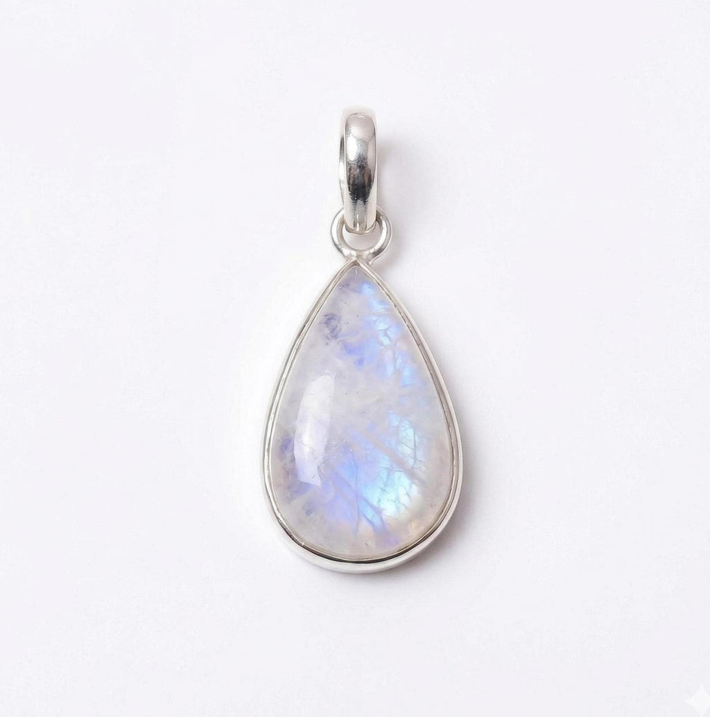 Teardrop Moonstone Pendant – 925 Sterling Silver Boho Gemstone Necklace