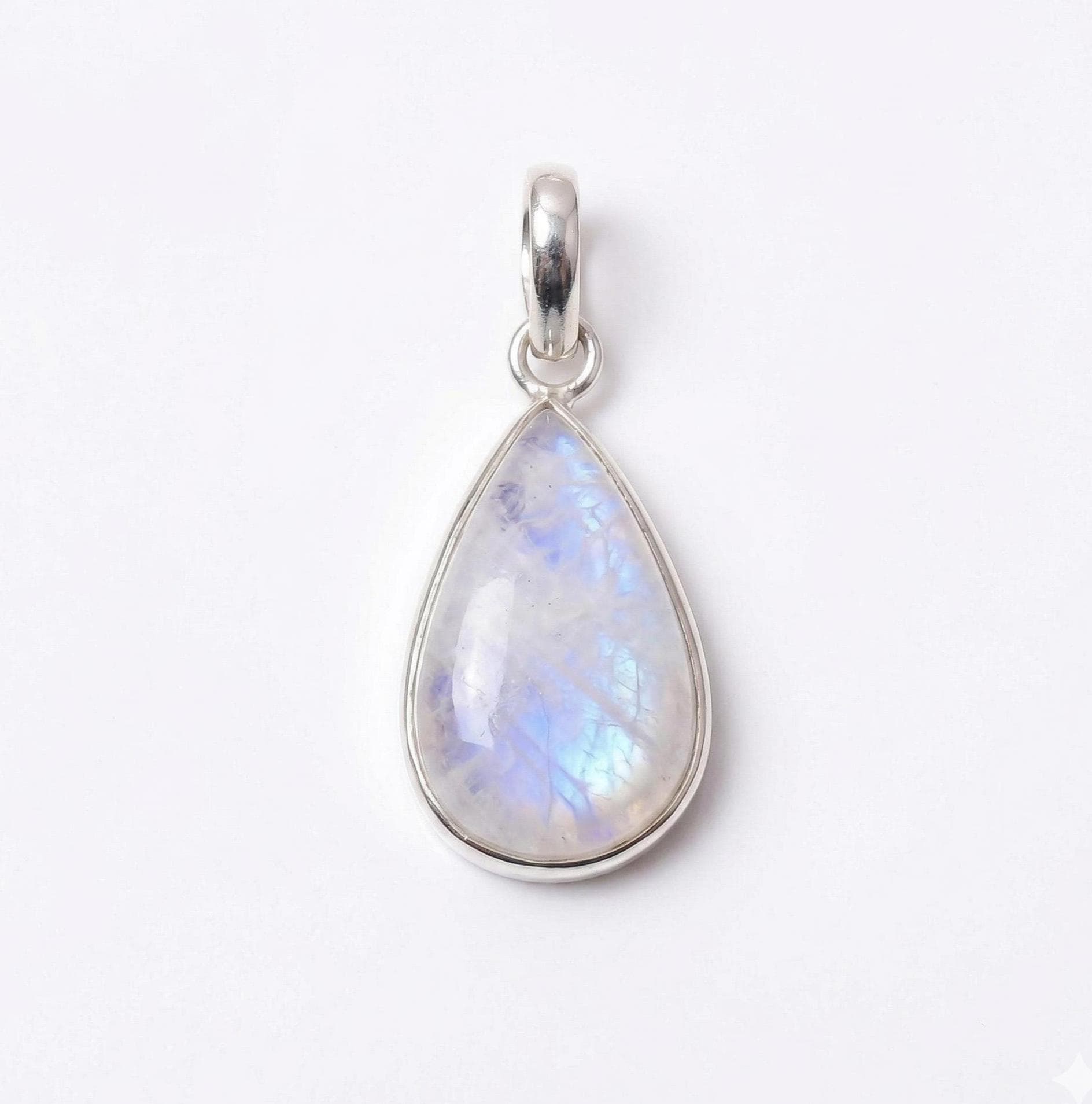 Teardrop Moonstone Pendant – 925 Sterling Silver Boho Gemstone Necklace