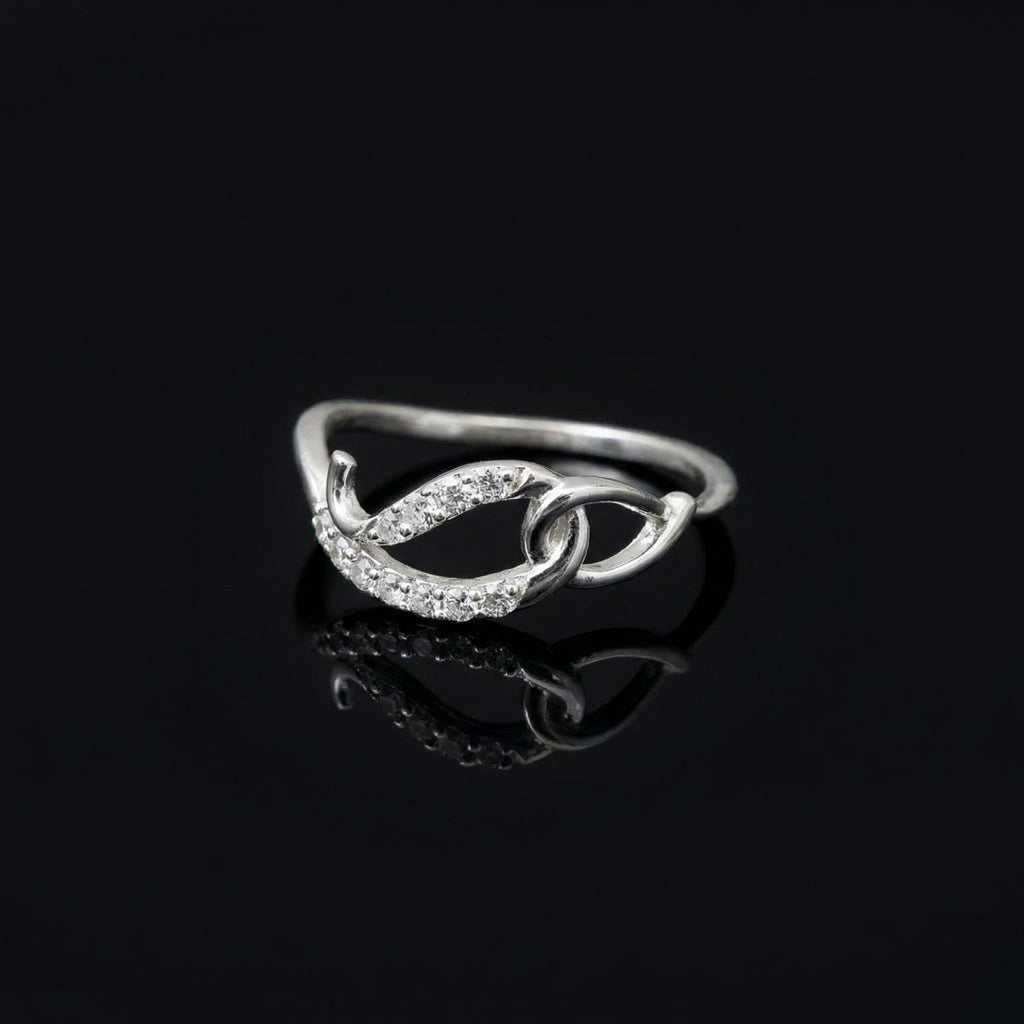 Sterling Silver CZ Chain Link Ring, Double Pavé Interlock Band, Stackable Jewelry