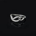 Sterling Silver CZ Chain Link Ring, Double Pavé Interlock Band, Stackable Jewelry