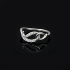 Sterling Silver CZ Chain Link Ring, Double Pavé Interlock Band, Stackable Jewelry