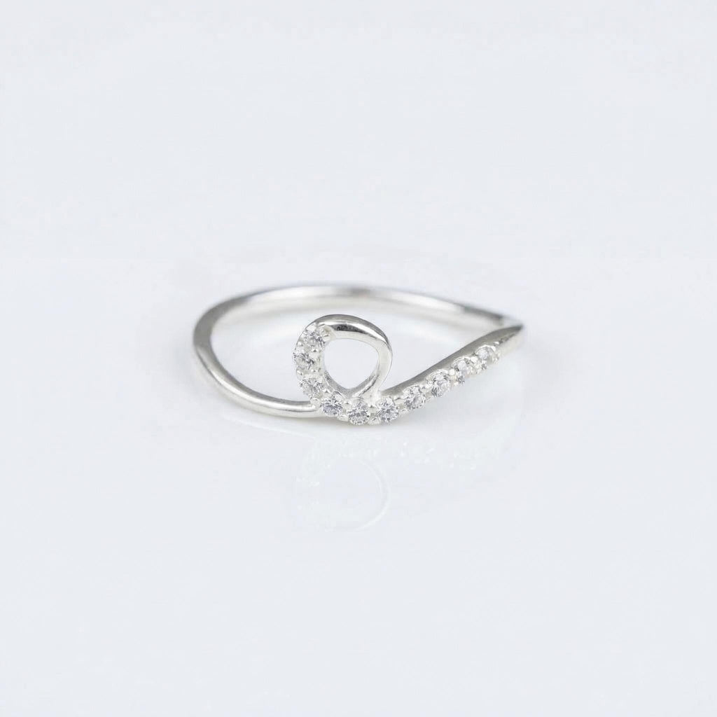 Sterling Silver CZ Loop Ring, Minimalist Infinity Open Design, Diamond Look, Women's Jewelry