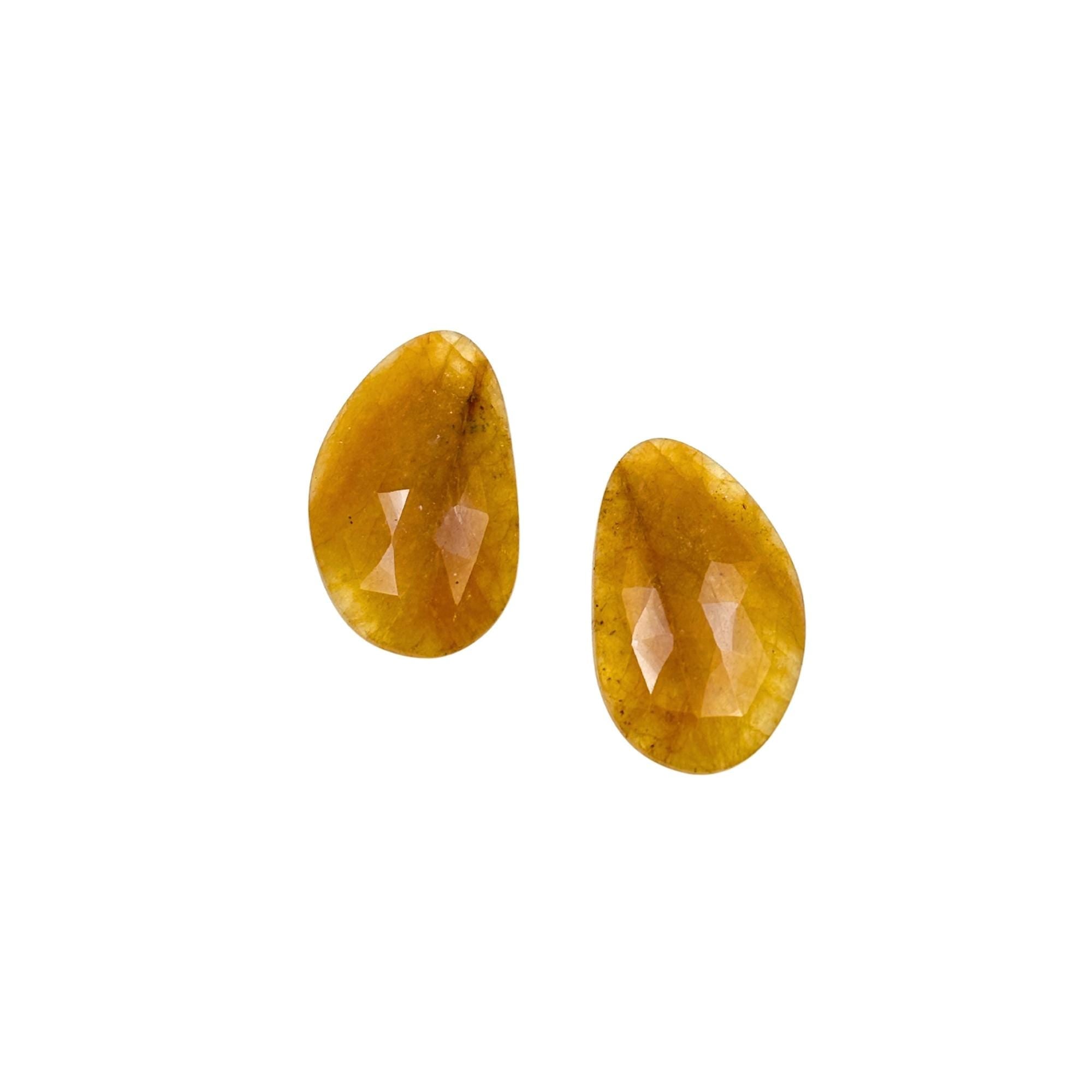 Untreated Sapphire Gemstone Slices: Rose Cut Pair, Flat Back