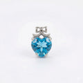 Heart Blue Topaz Sterling Silver Pendant - November Birthstone Love Charm