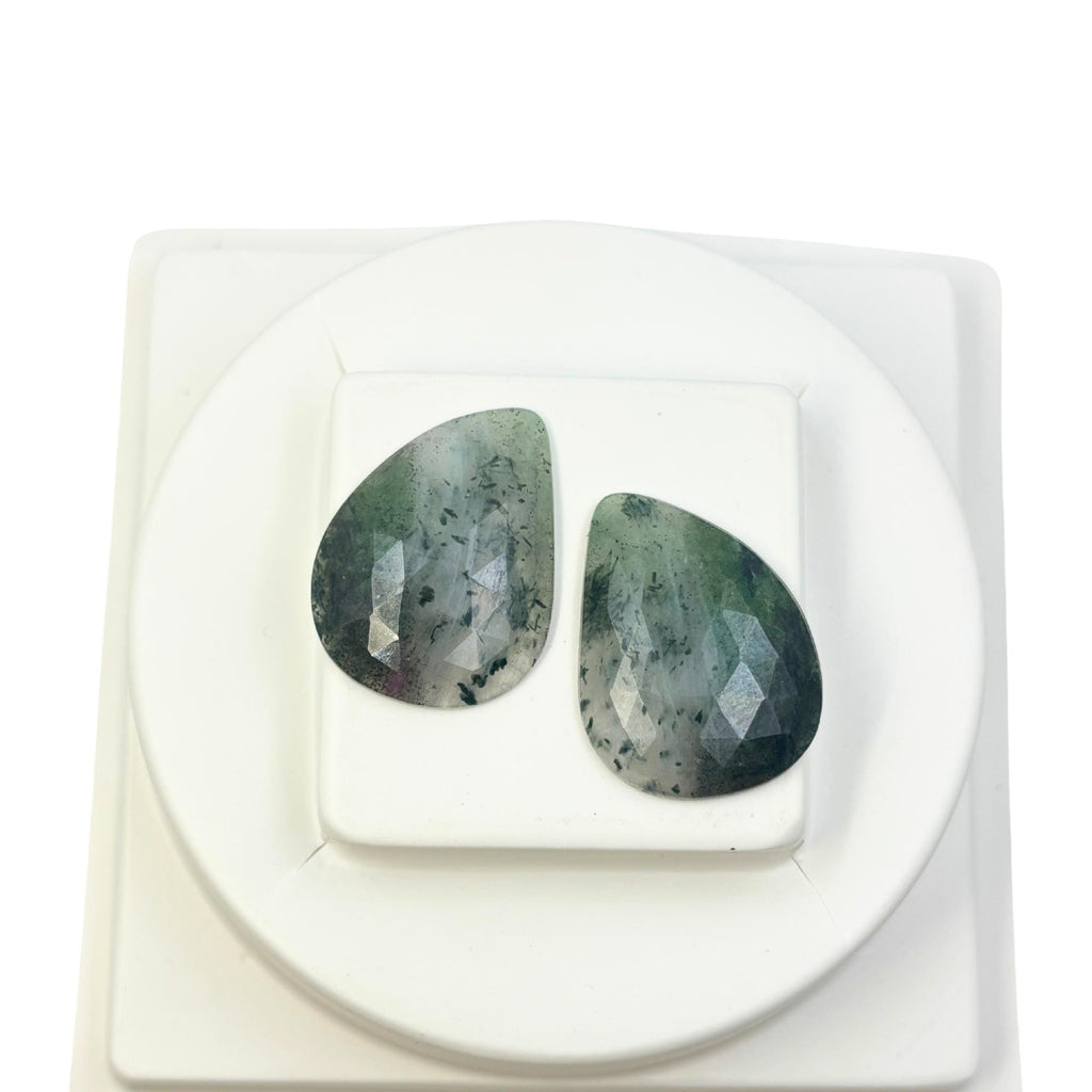 Untreated Sapphire Rose Cut Slices: Natural Gemstone Pair for Jewelry