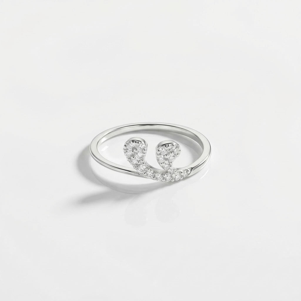 Sterling Silver CZ Heart Ring, Dual Pear Pavé Open Band, Dainty Stackable Promise Ring