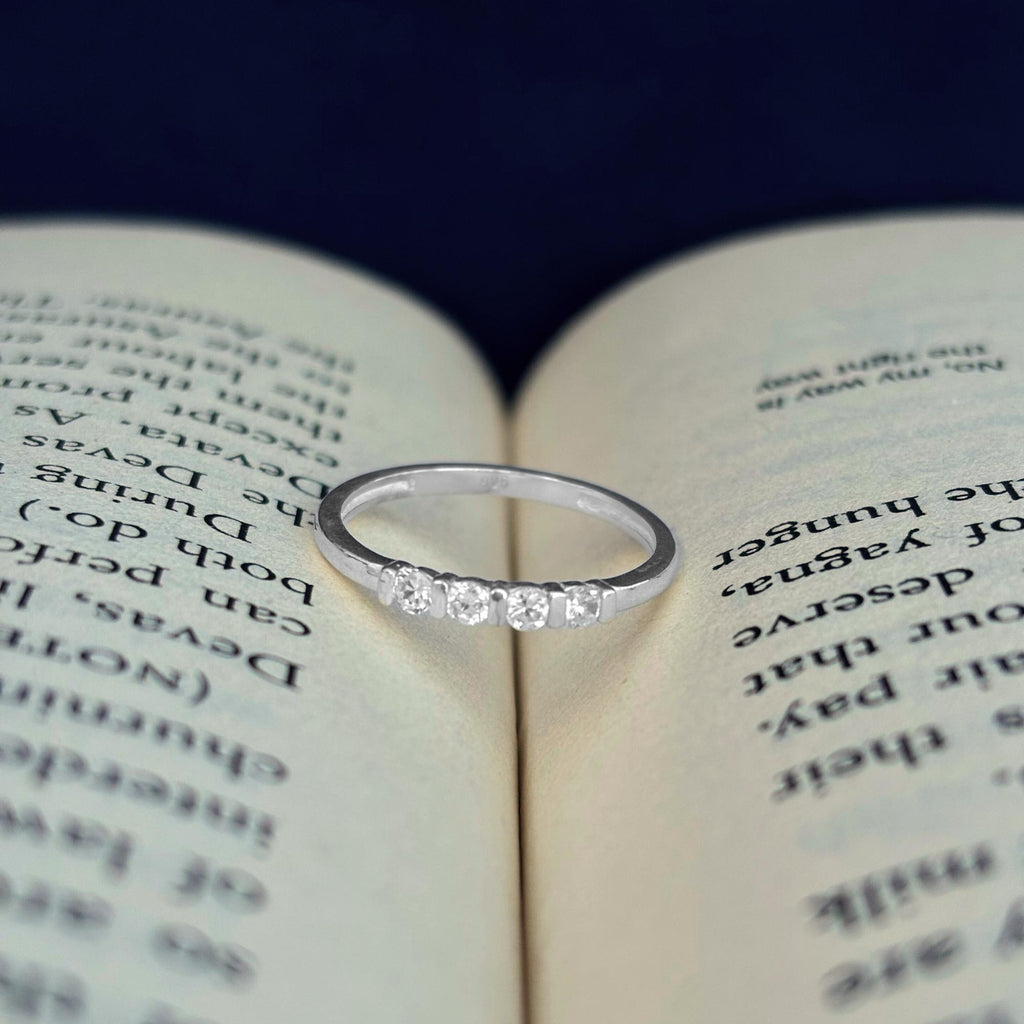 925 Sterling Silver CZ Eternity Ring - Dainty Stacking Band, Minimalist Wedding Promise Ring, Everyday Cubic Zirconia Jewelry Gift for Her