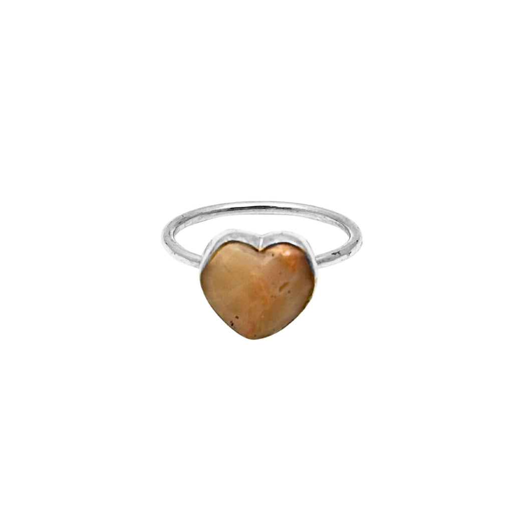 Sterling Silver Heart Gemstone Ring: Handmade Promise Jewelry