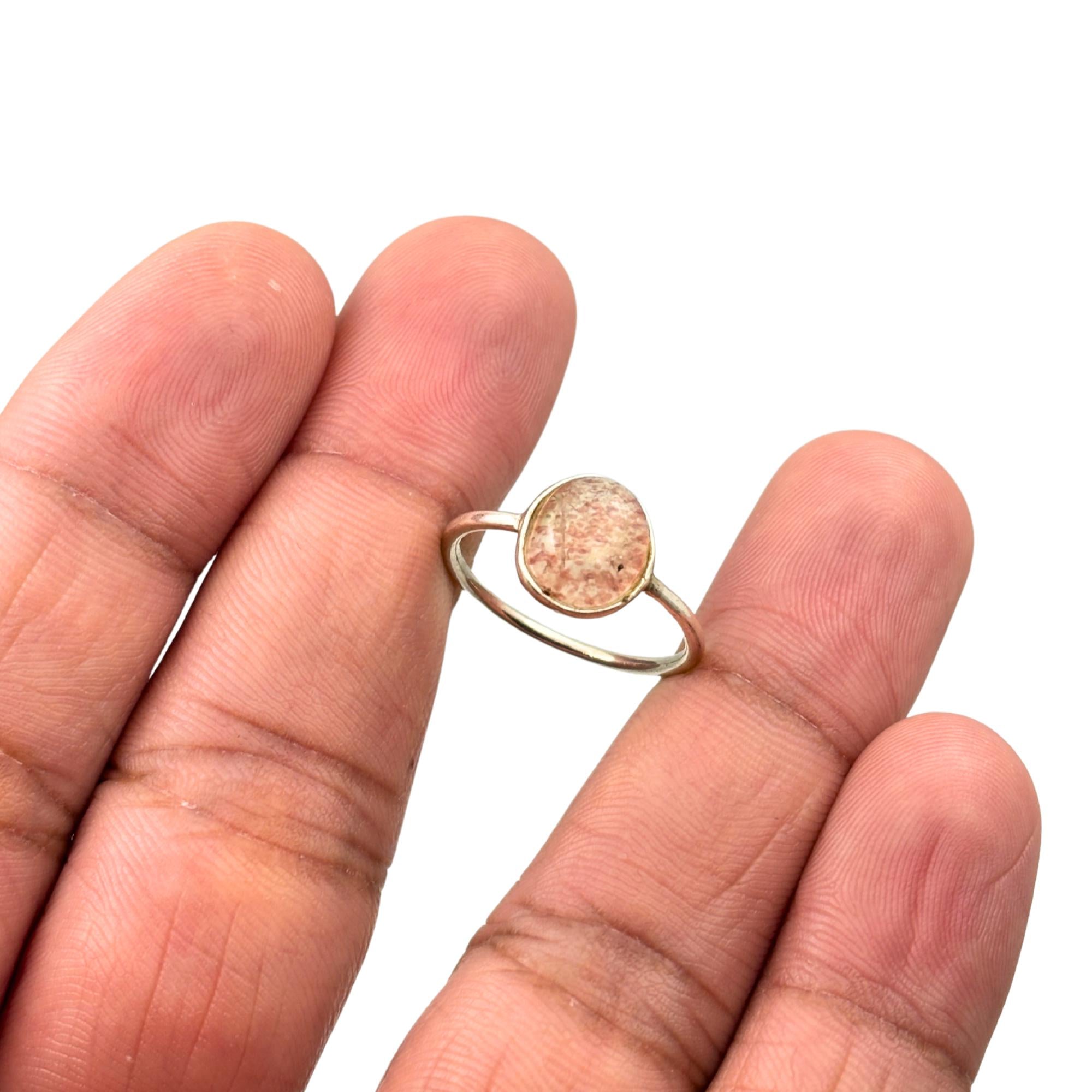Strawberry Quartz Ring: 925 Sterling Silver, Handmade Pink Gemstone