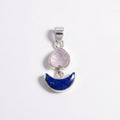 Heart & Lapis Lazuli Moon Pendant: Sterling Silver Celestial Charm