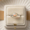 Opal Pan Ring – 925 Sterling Silver, Natural Opal Cabochon, Handmade Statement Jewelry