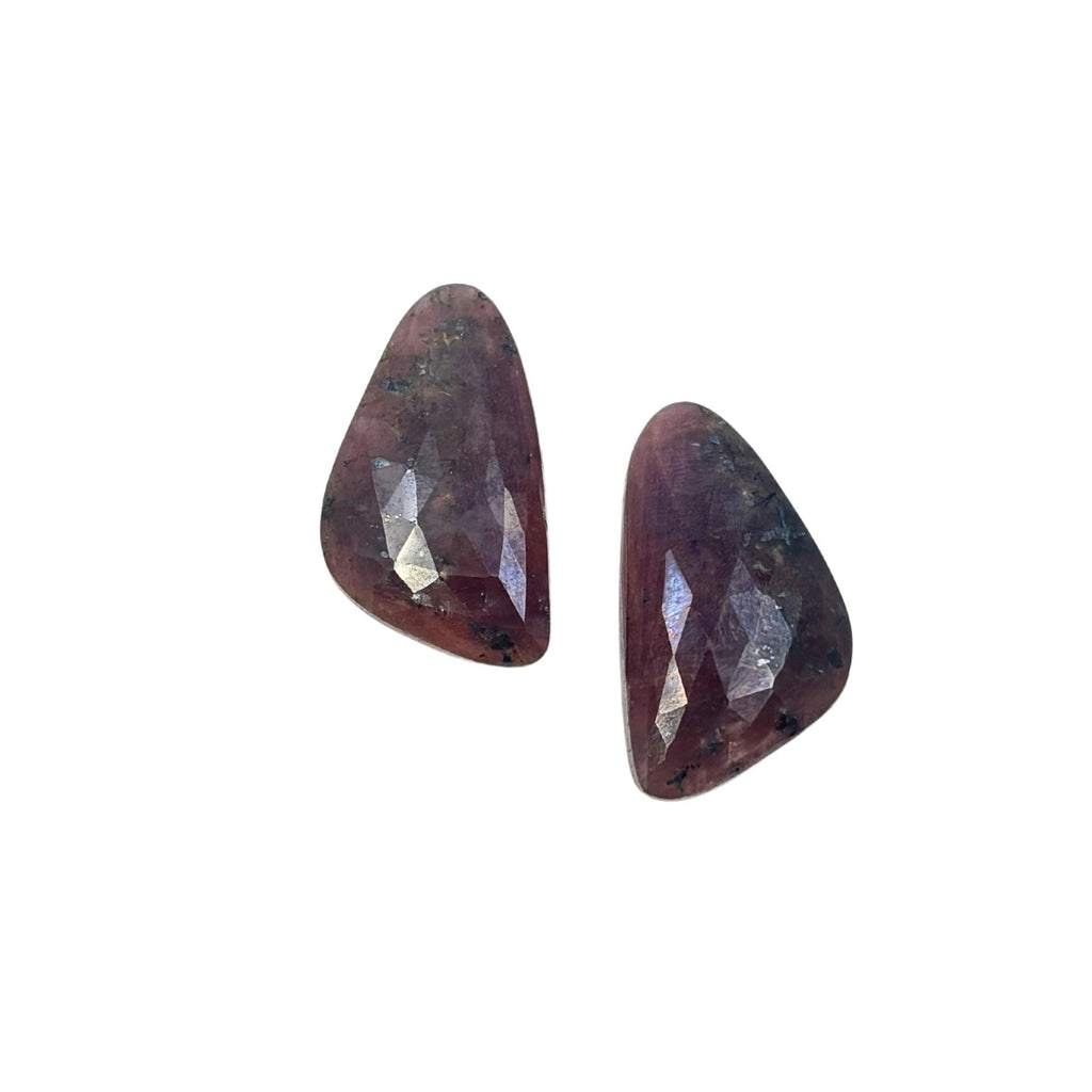 Rose Cut Sapphire Gemstone Slices: Natural Untreated Pair, Fancy Shape