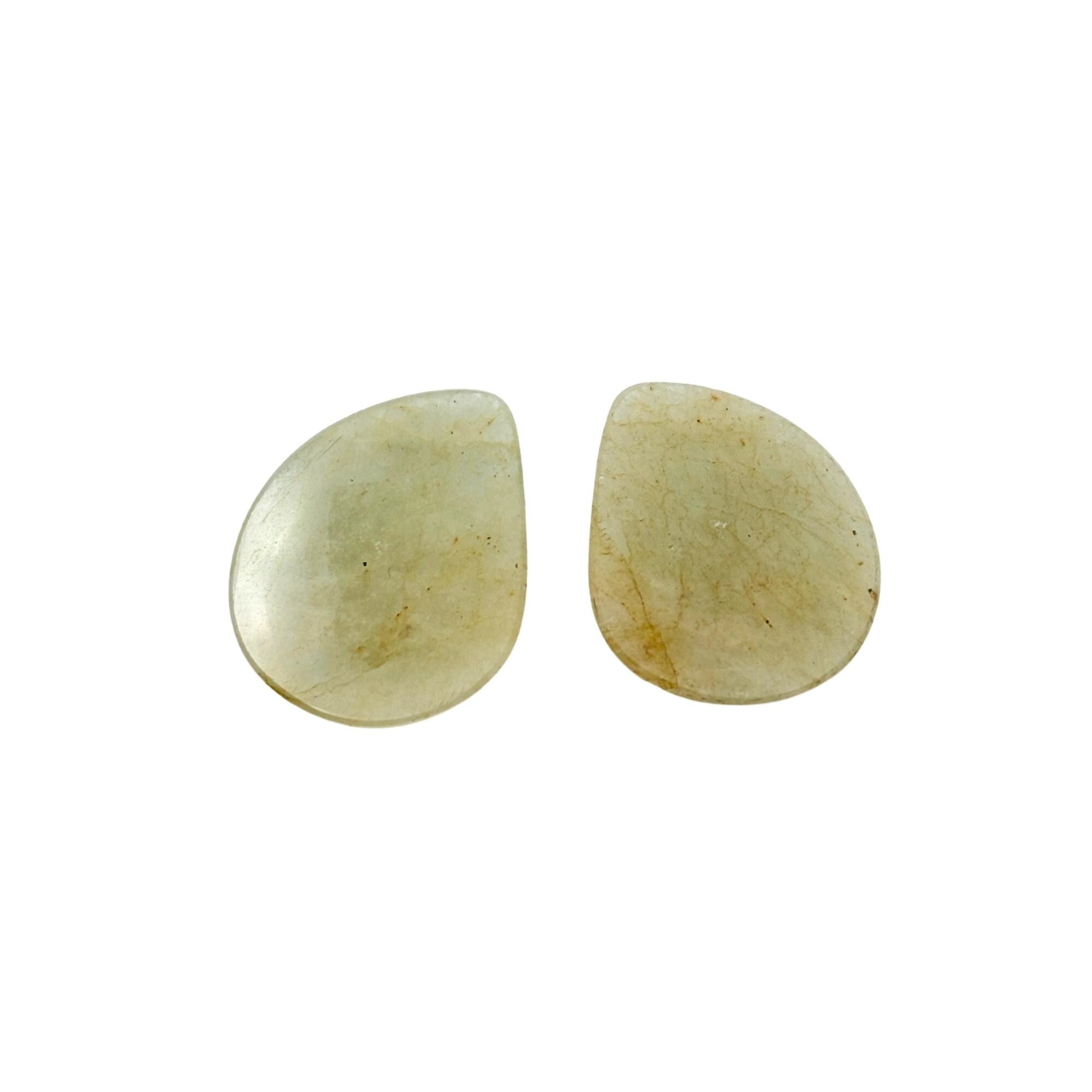 Untreated Sapphire Gemstone Slices: Rose Cut Pair, Flat Back