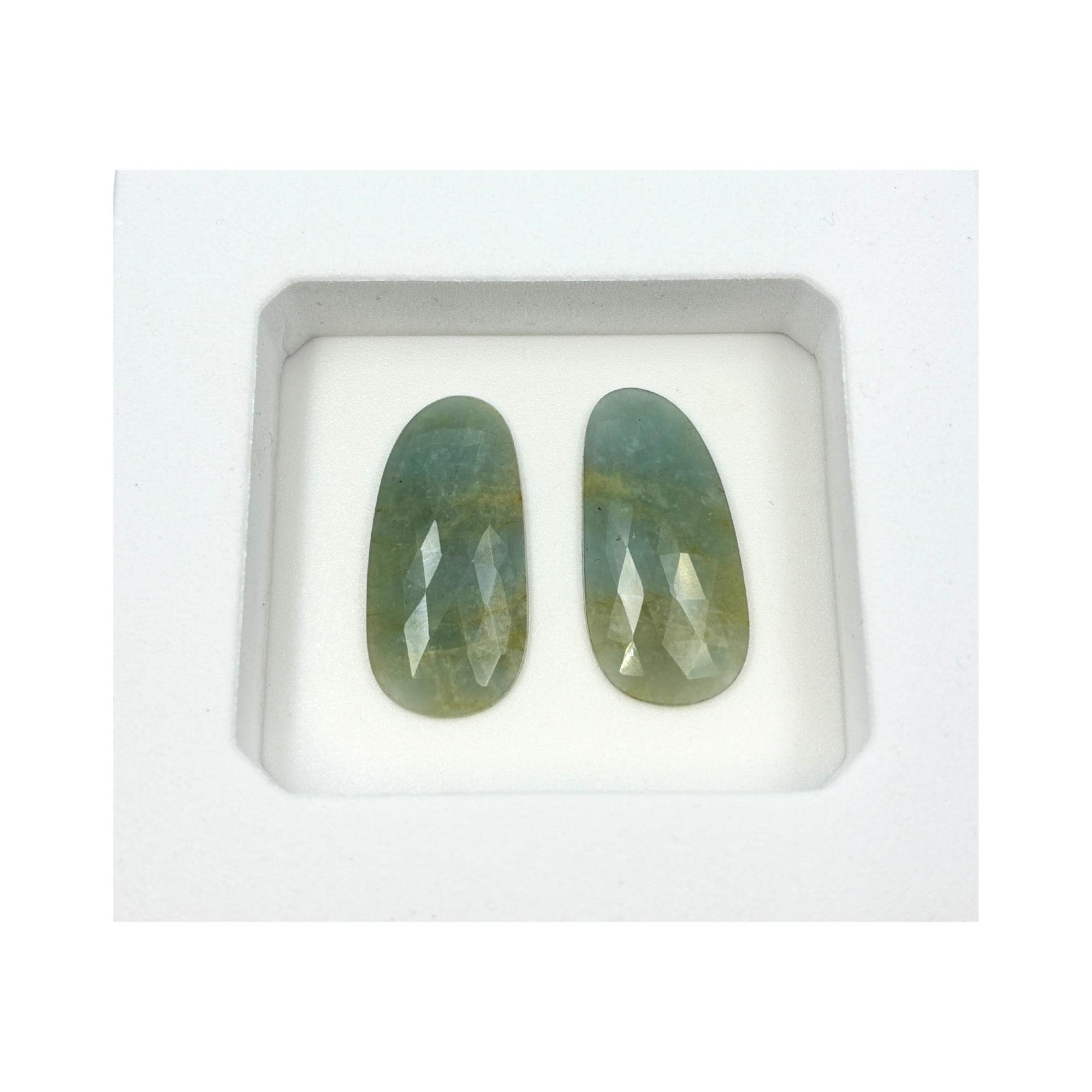 Rose Cut Sapphire Gemstone Slices: Natural Flat Back Pair