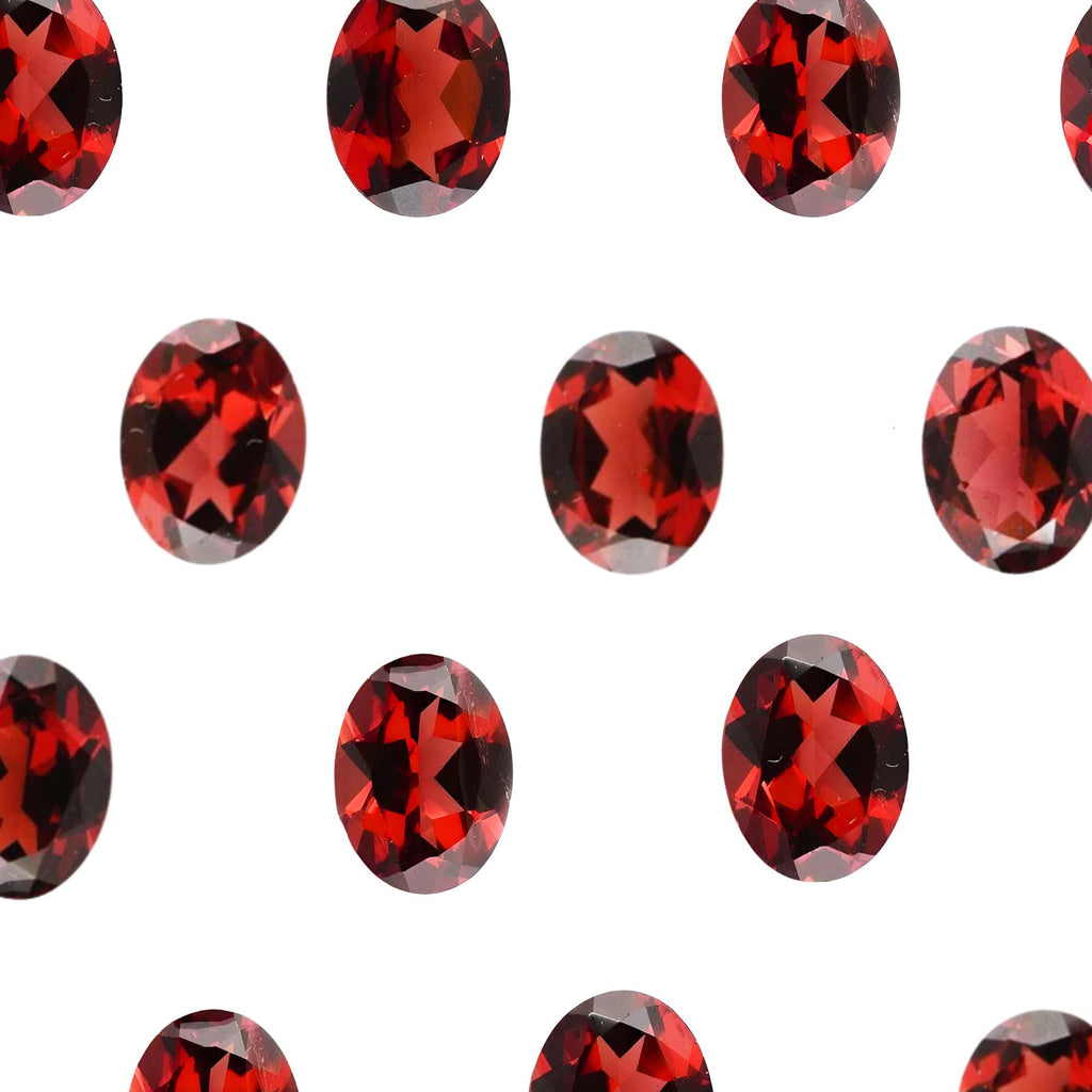 Natural Red Garnet Gemstone: 8*6mm Faceted Oval Cut, Loose Stones (5 PCS Lot)