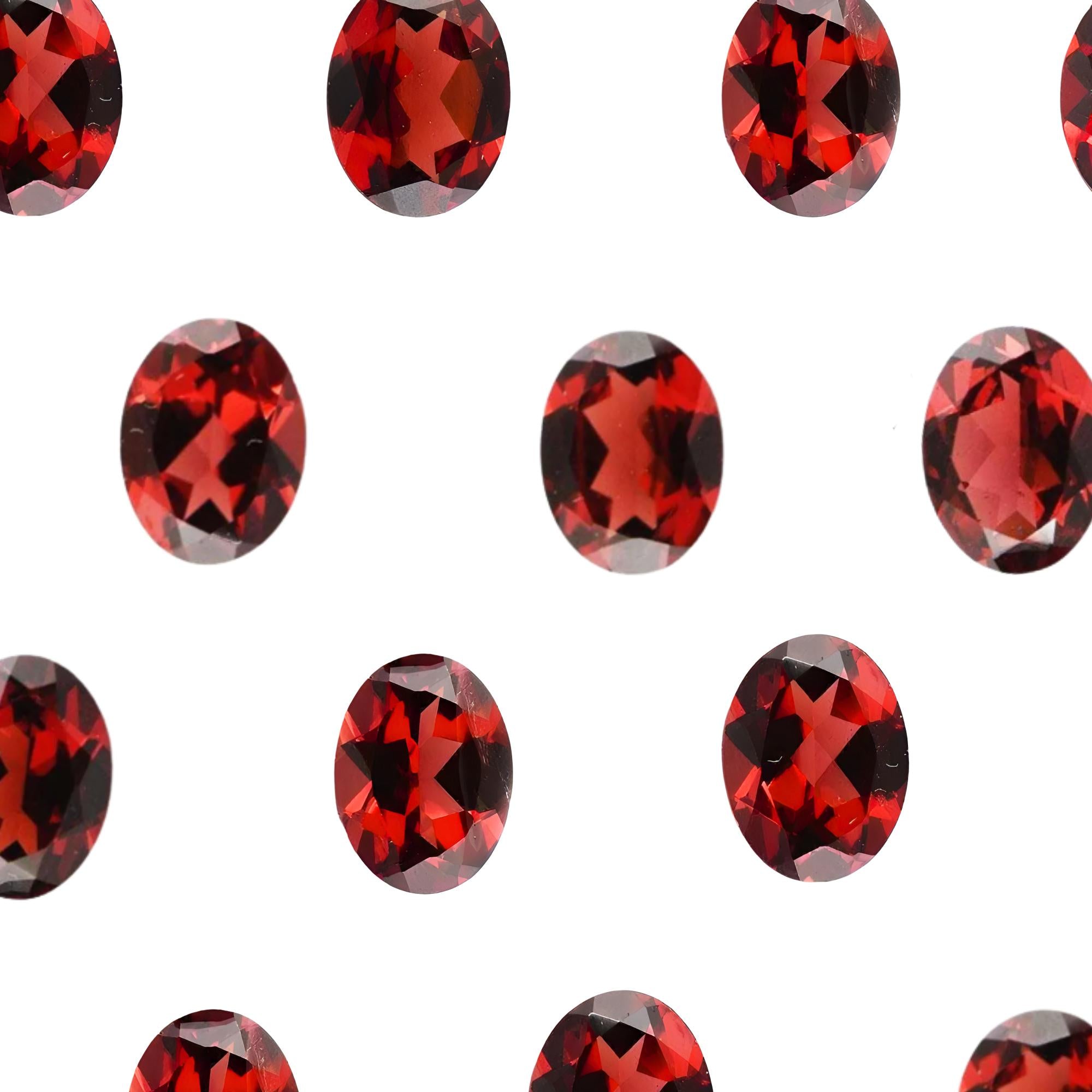 Natural Red Garnet Gemstone: 8*6mm Faceted Oval Cut, Loose Stones (5 PCS Lot)