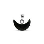 Black Onyx Crescent Moon Pendant: Sterling Silver Protection Amulet