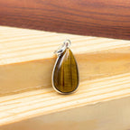 Tiger Eye Pendant Necklace, 925 Sterling Silver Golden Brown Gemstone Pendant, Boho Crystal Jewelry Gift for Her