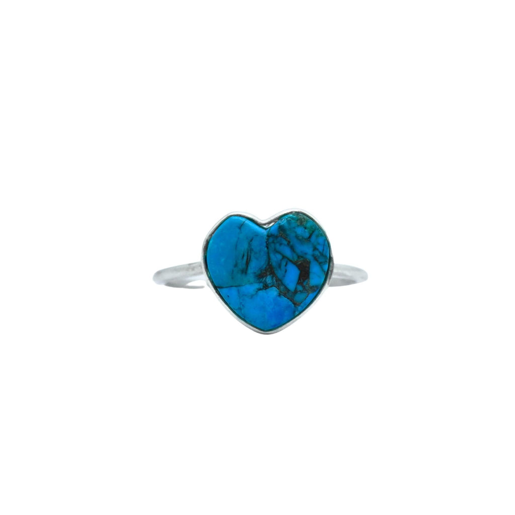 Natural Turquoise Heart Ring | 925 Sterling Silver | December Birthstone | Boho Gemstone Band | Handmade Jaipur
