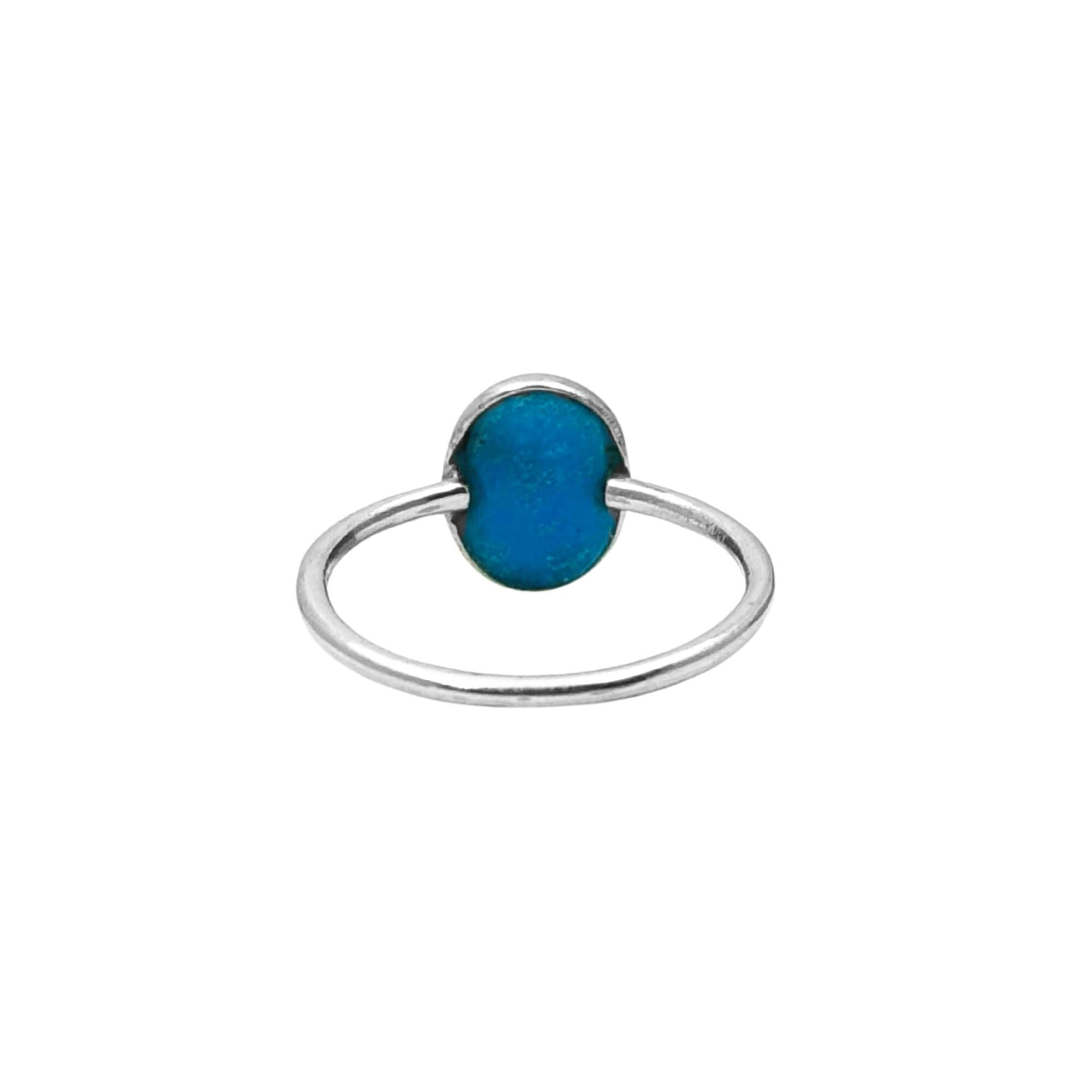 Handmade Oval Turquoise Ring | Oxidized 925 Sterling Silver Boho Jewelry