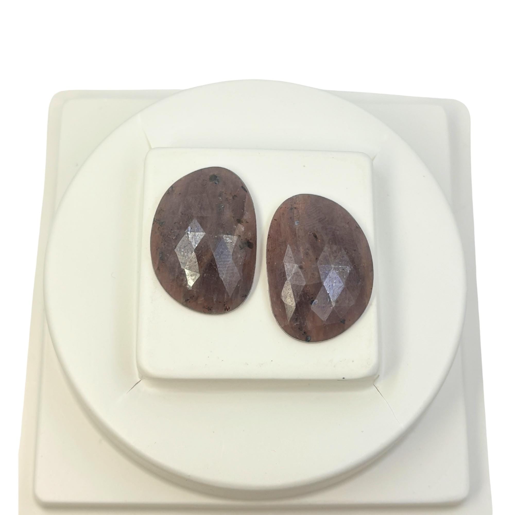 Rose Cut Sapphire Slices: Natural Untreated Gemstone Pair