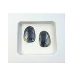 Untreated Sapphire Gemstone Slices: Rose Cut, Flat Back Pair