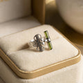 Raw Green Tourmaline Bar Ring: Adjustable Sterling Silver Boho Jewelry