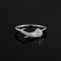 Sterling Silver CZ Wing Ring, Pavé Feather Open Band, Boho Stacker Jewelry