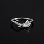 Sterling Silver CZ Wing Ring, Pavé Feather Open Band, Boho Stacker Jewelry