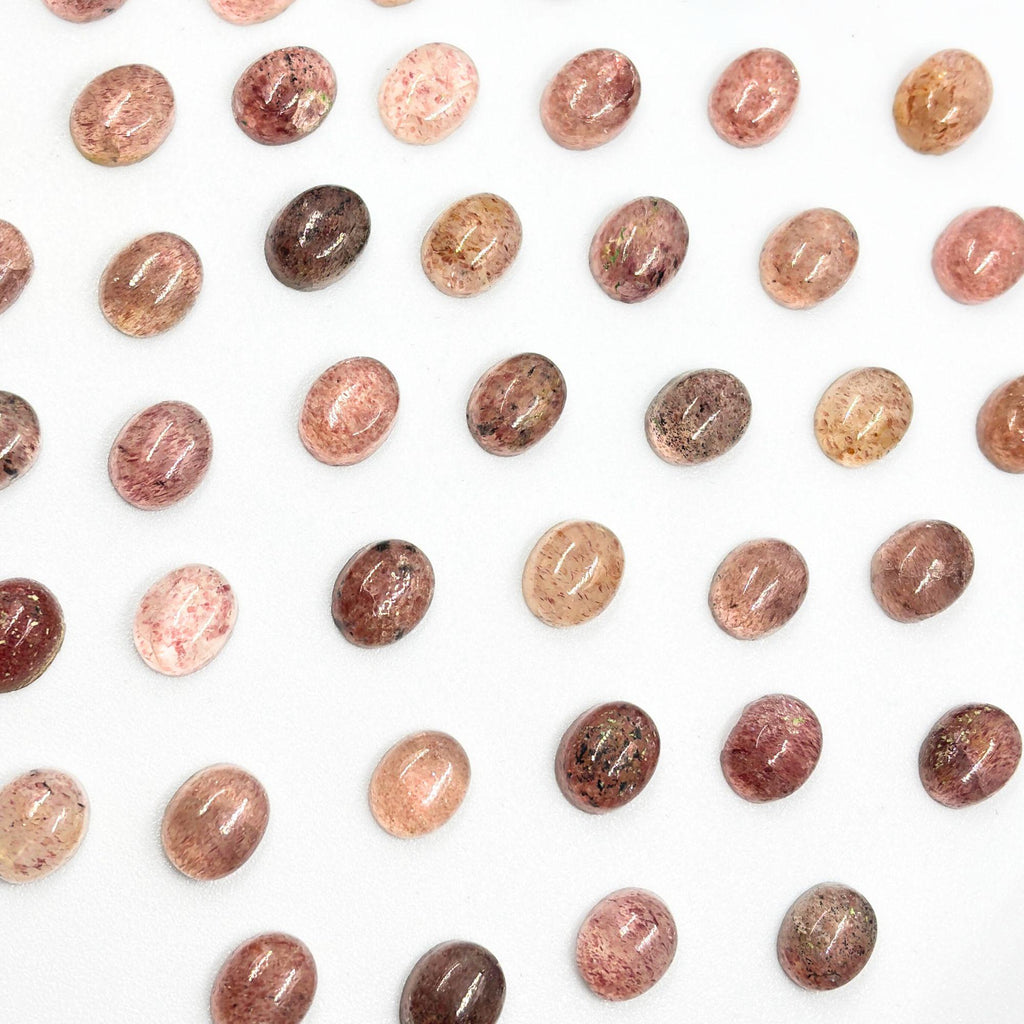 Sunstone Cabochons, Smooth Oval Gemstone Cabs, 10x8 MM, Pack of 3