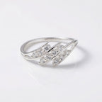 Silver CZ Wrap Ring, Minimalist Open Design, Multi-Stone Sparkle, Elegant Women's Jewelry