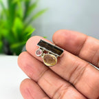 Green Tourmaline, Yellow Sapphire & Pink Tourmaline Sterling Silver Ring
