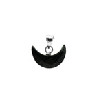 Black Onyx Crescent Moon Pendant: Sterling Silver Protection Amulet